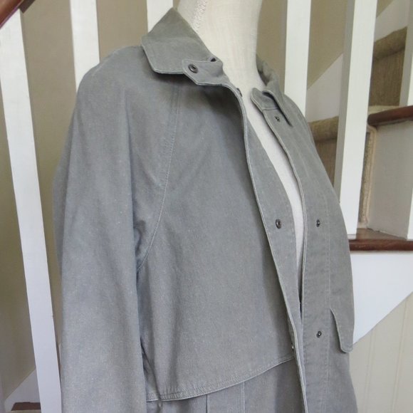 BONNIE ALEX Long Utility Jacket Coat - Womens Small - Khaki Green - Snap Closure - Picture 10 of 15